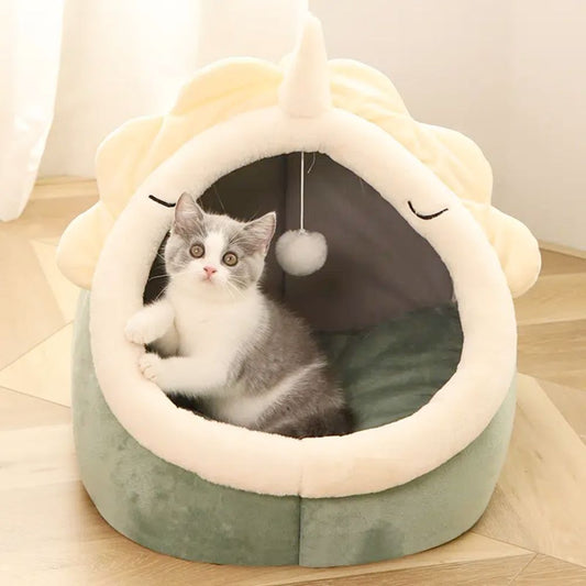 Cozy Dinosaur Pet House with Hanging Toy