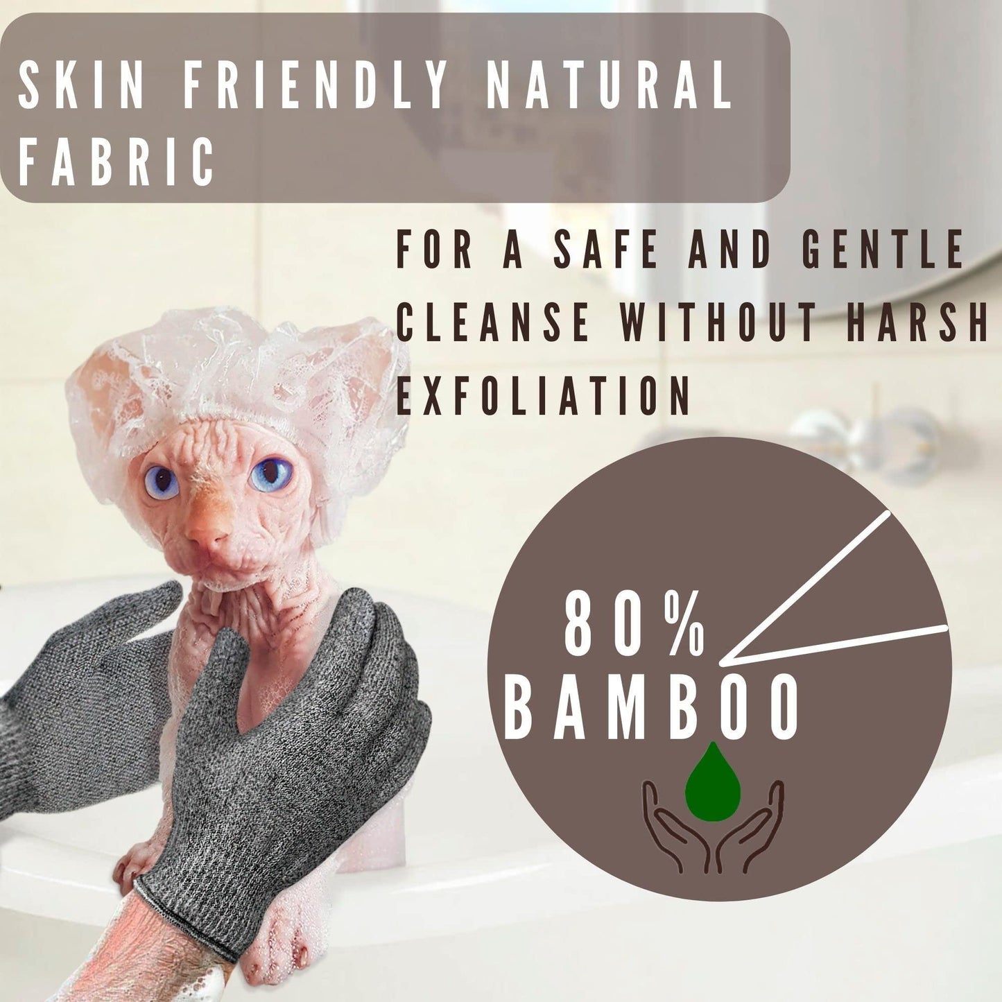 Bamboo Exfoliating Gloves For Hairless Cats