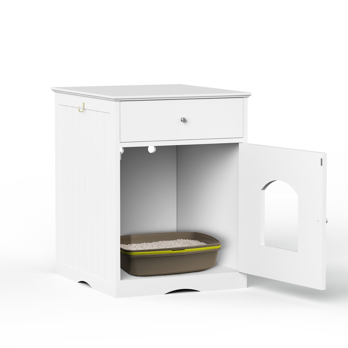 Wooden Drawer Side Table -  Cat Litter Box