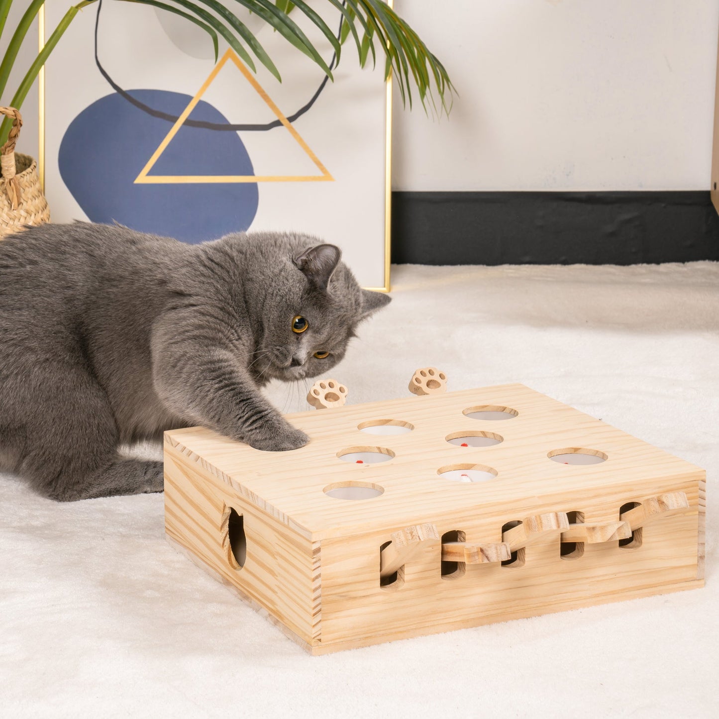 Catch The Mice - 8 Holes Solid Wood Table