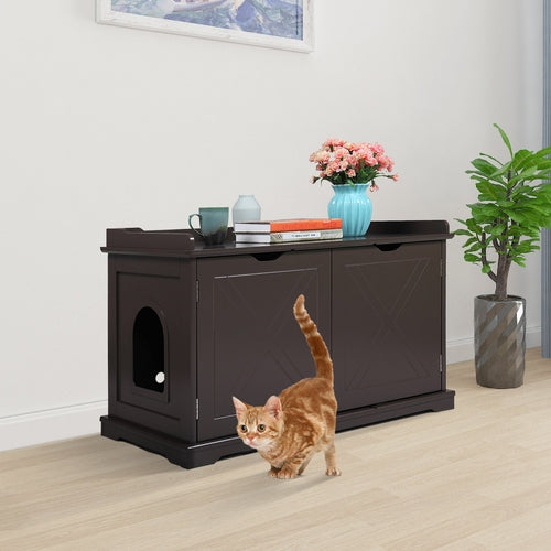 Spacious Wooden Cat Litter Box Cover