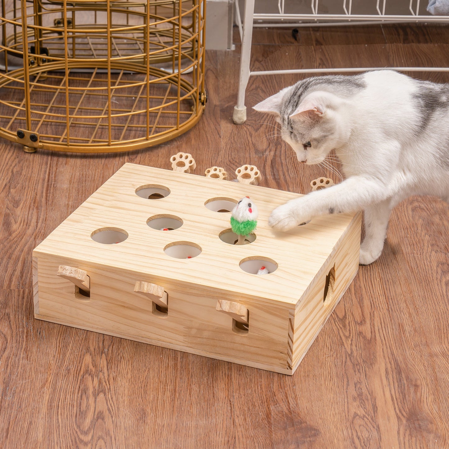 Catch The Mice - 8 Holes Solid Wood Table