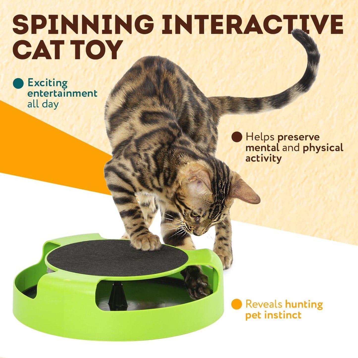 Interactive Cat Green Spinning